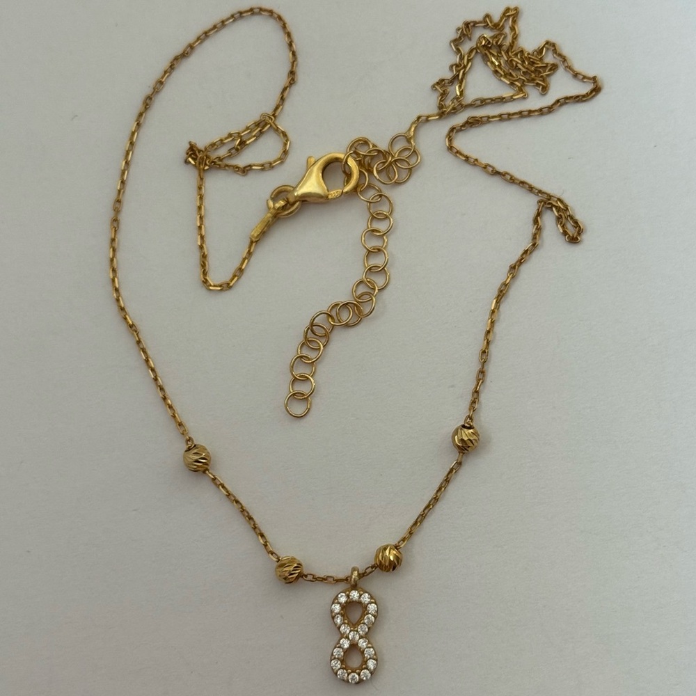925 Silver infinity necklace 18k yellow gold plated